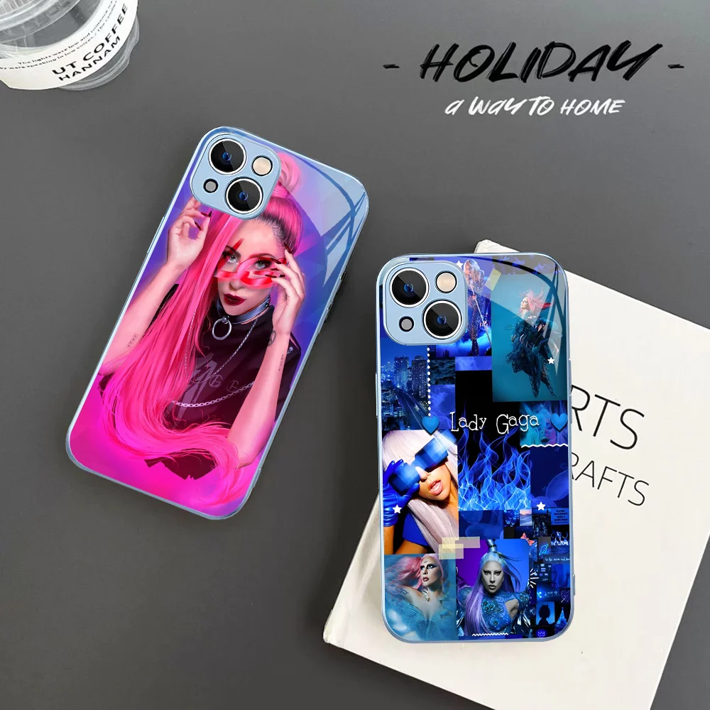 L-Lady G-Gaga Singer Phone Case Tempered Glass For Iphone 14 13 12 11 Pro Mini XS MAX 14Plus X XS XR Fundas