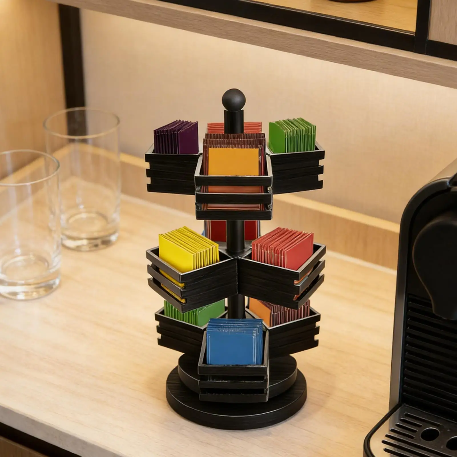 

Wooden Storage Rack Tea Bag Organizer Vertical Display Stand Tea Rack Tea Bag Station Box Container Holder for Kitchen Office