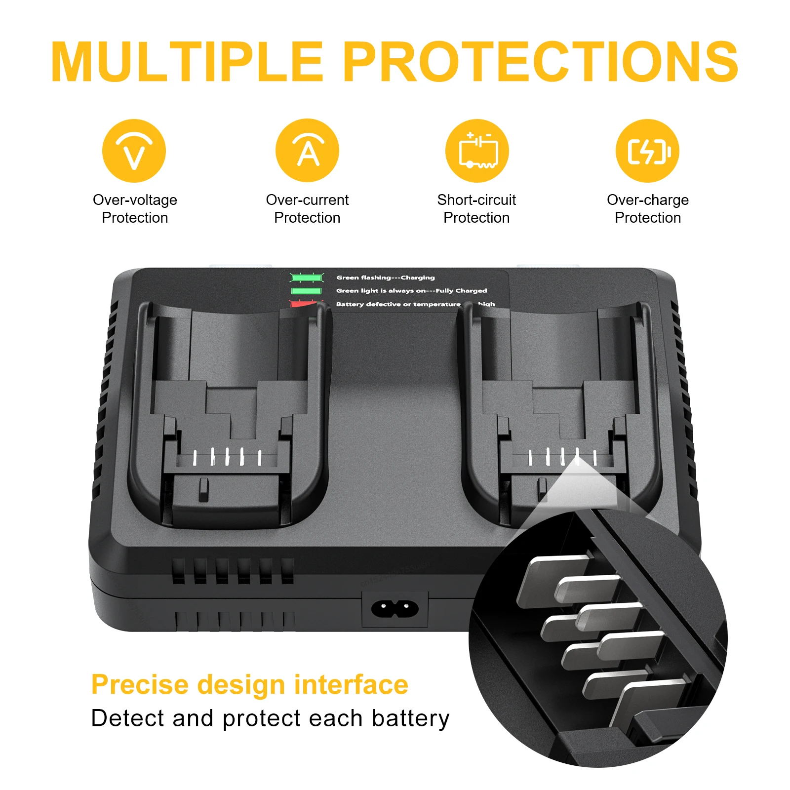 EU Stecker Für Dewalt 18V-60V Batterie Ladegerät 220V Ersatz Für Dewalt DCB206 DCB205 DCB200 DCB609 akku Ladegerät – Detail 4