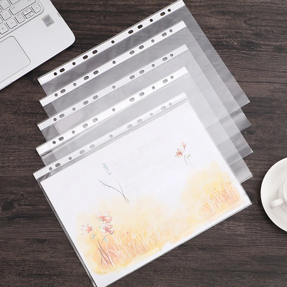 

100 шт. папка для файлов формата А4, прозрачный водонепроницаемый органайзер для документов из полипропилена для офиса, школы, домашнего использования, прозрачный держатель с перфорацией