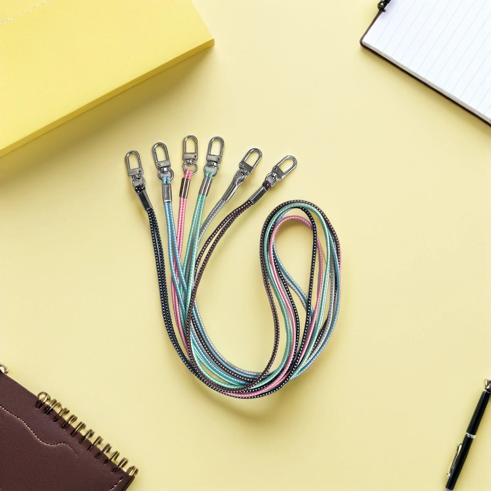 

12pcs Elastic Lanyards For Id Badges - Neck Badge Holder Strap With Clips For Office School Stretchy Thin Keys Lanyards