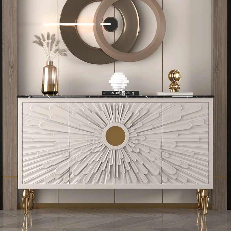 Italian-style entrance cabinet Modern simple rock slab shoe cabinet Solid wood light luxury screen cabinet Partition cabinet