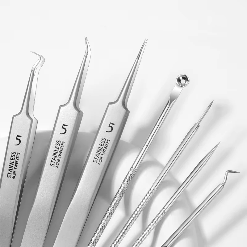 

8-Piece Blackhead Remover Kit – Stainless Steel Blemish & Acne Extraction Tools – Professional Pimple Popper Set for All Skin