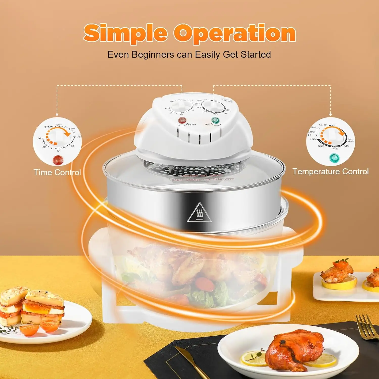 

Air Fryer Oven,360 °Vertical Heating Grease Removal Infrared Convection Healthy Meal Electric Convection Oven Cooker