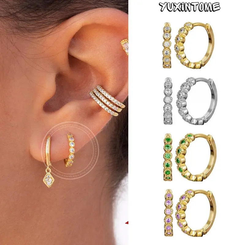 

Retro Metal 13mm Round Earrings 925 Sterling Silver Needle Light Luxury Hoop Earrings for Women Exquisite Colored Zircon Jewelry