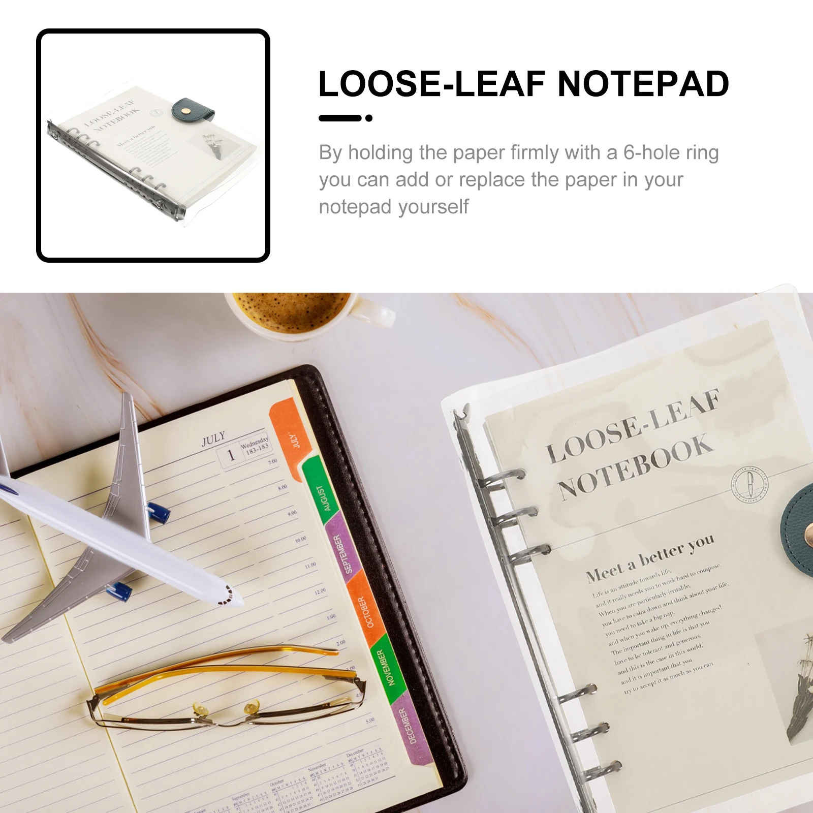 

Portable Transparent Alloy Pocket Binder Notepad Planner Scrapbook Office Memo Writing Notepad Refill Paper for Daily Use