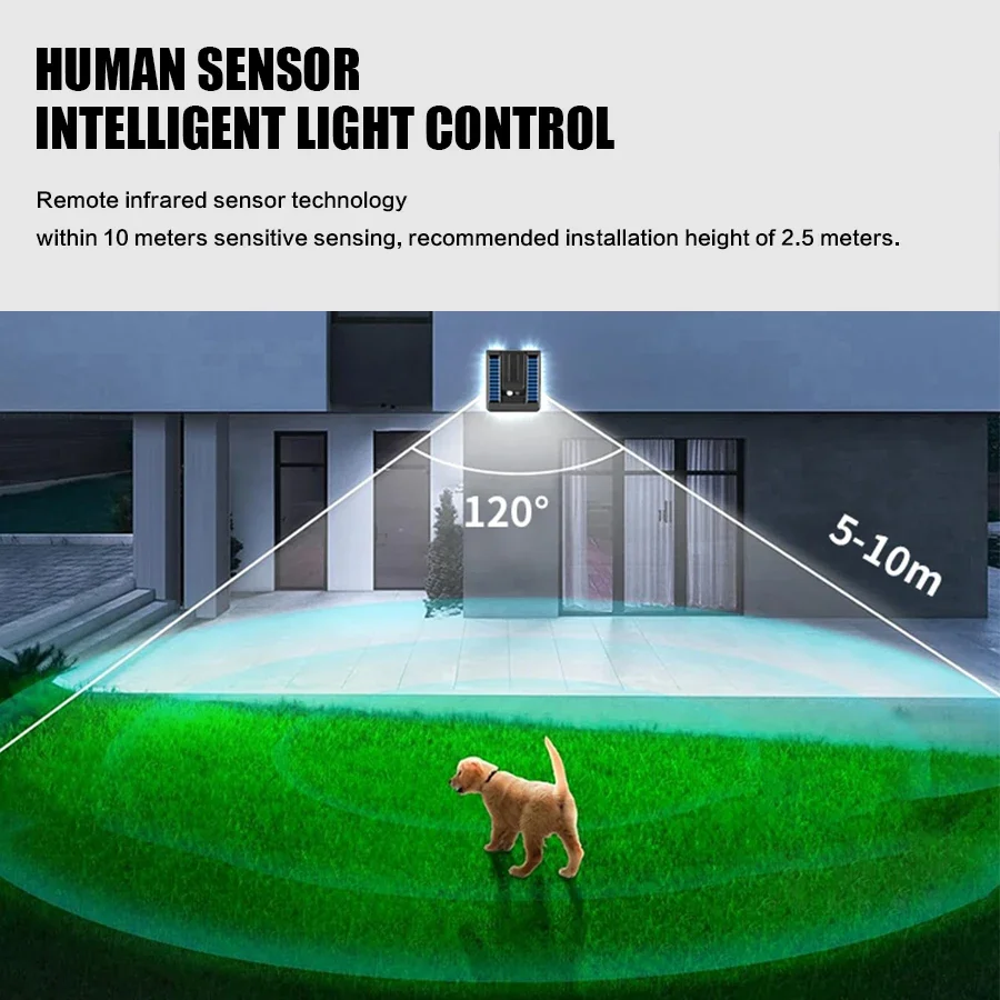 Foldable LED 120° Solar Light Outdoor Wall Lamp Waterproof Spotlights Lamp Motion Sensor Solar 3 Modes Street Light Garden Decor