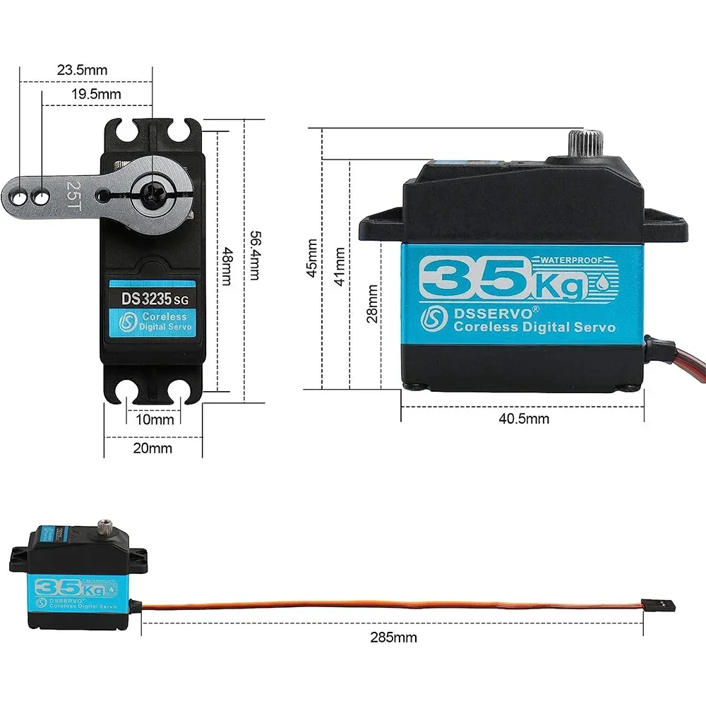 25kg 35kg 45kg High Torque Coreless Digital Servo Motor DS3225 DS3235 DS3245 Stainless 180/270 Degree for Baja Car RC Robot