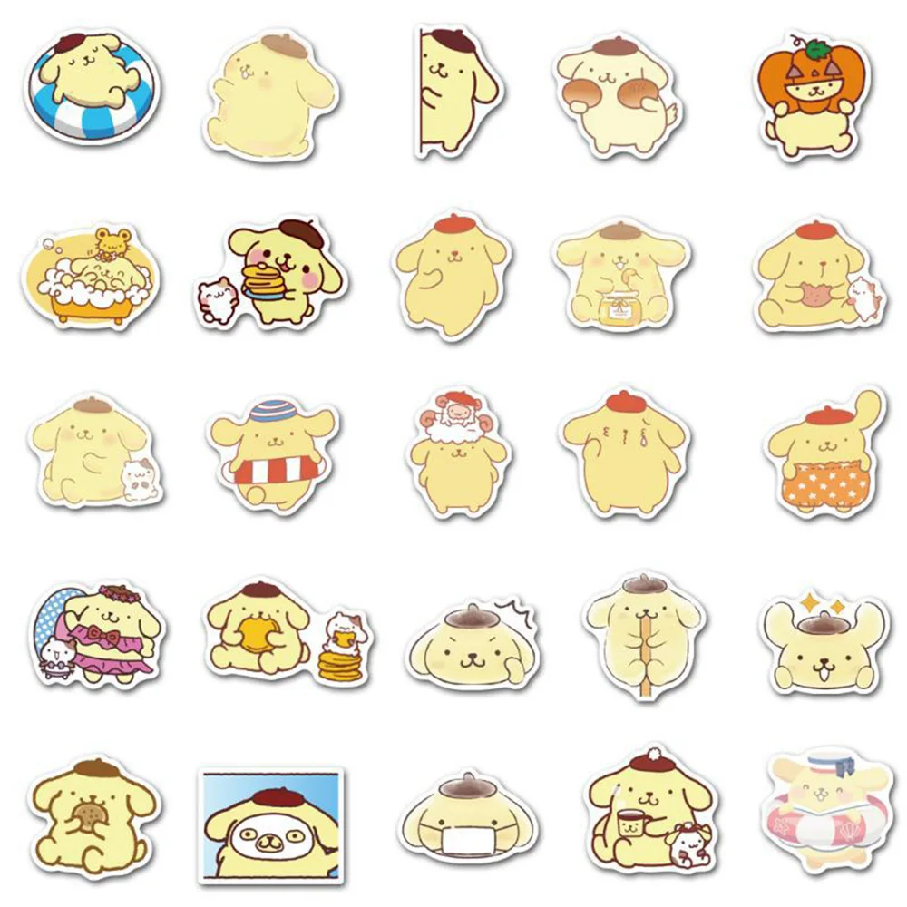 Kawaii Pompom Purin Adesivos para Crianças, Desenhos Animados Bonitos, Decalque Graffiti, Telefone, Garrafa de Água, Laptop, Engraçado Sanrio Adesivo, Brinquedo, 10 Pcs, 30 Pcs, 50Pcs