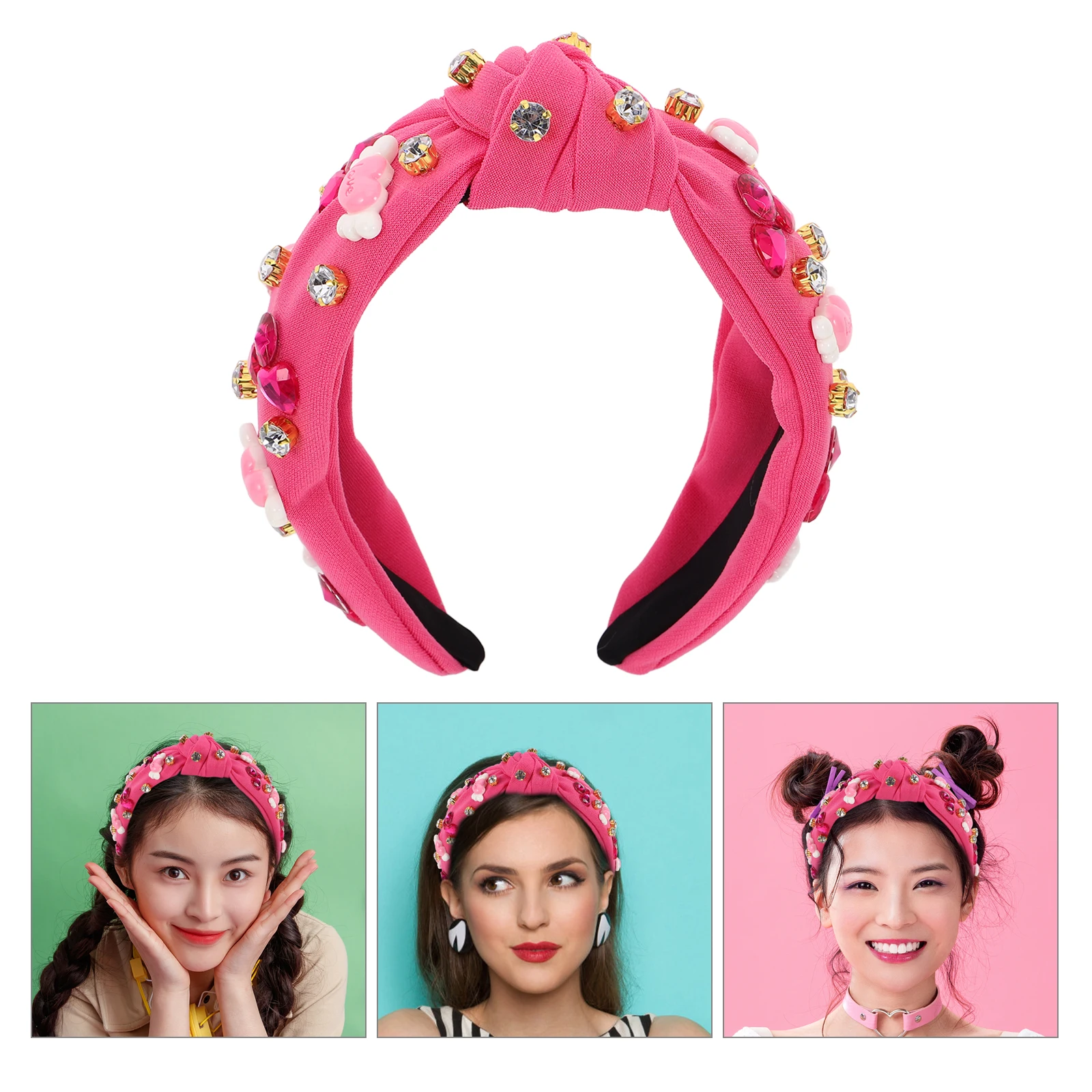 

Valentine's Day Headband Cute Women Heart Crystal Hairband Sparkly Rhinestone Wings Lightweight Comfortable Party Wear