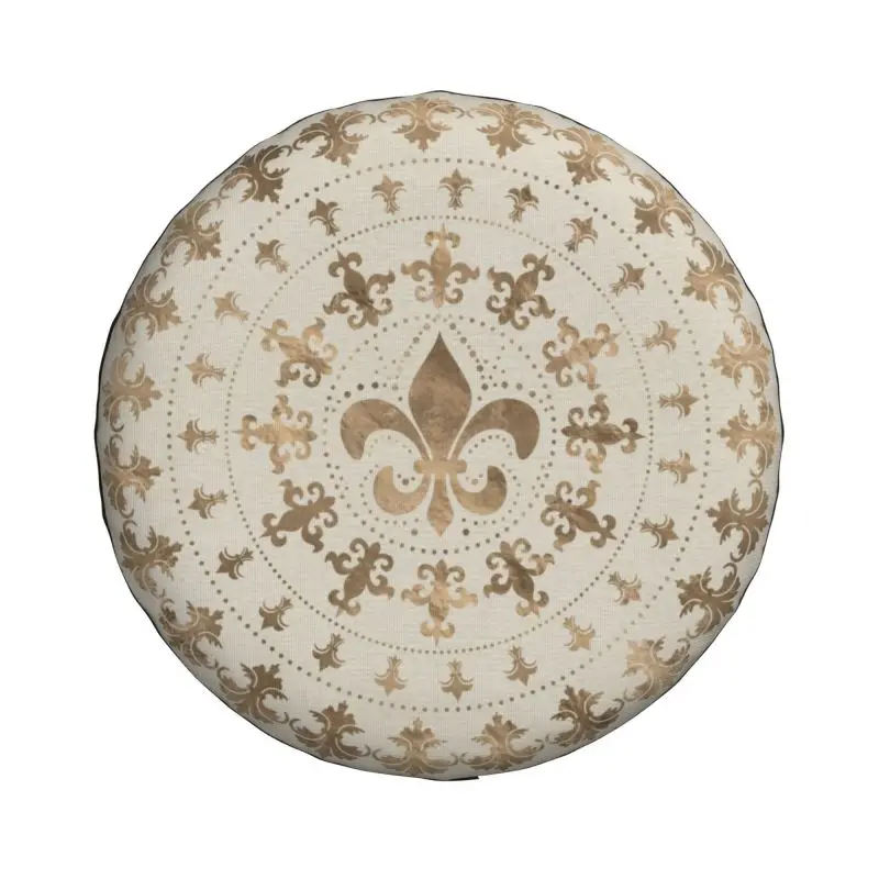 Fleur De Lis Pastel Gold Spare Tire Cover for Toyota Land Cruiser Prado Fleur-De-Lys Lily Flower 4WD 4x4 RV Car Wheel Protectors