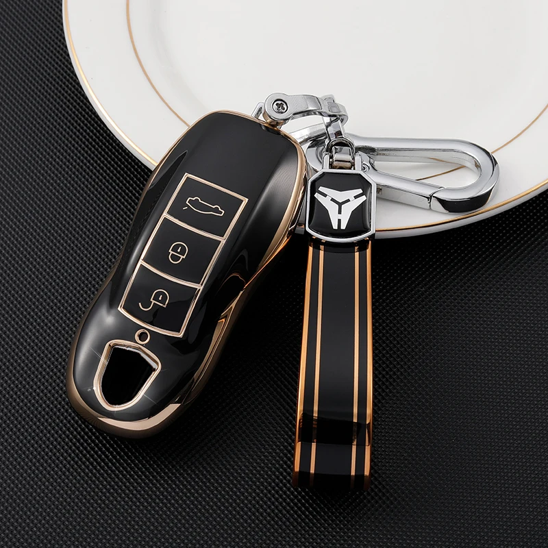 TPU Car Key Case Cover for Porsche Cayenne 958 911 Lepin 996 Macan Boxster Panamera 718 971 9YA Panamera 997 944 924 Keychain