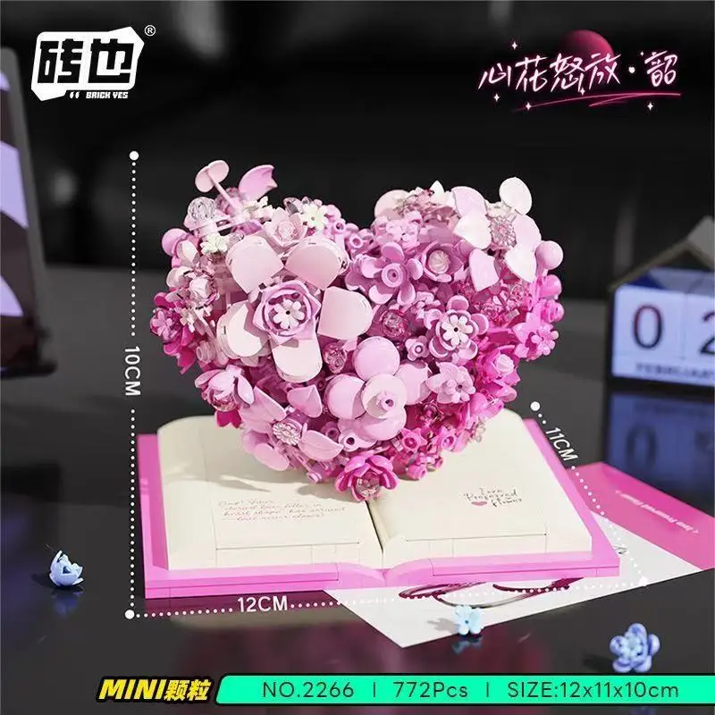 

Brick also love flower assembly building blocks flower language sleepless eternal flower decoration Valentine's Day gift atmosph