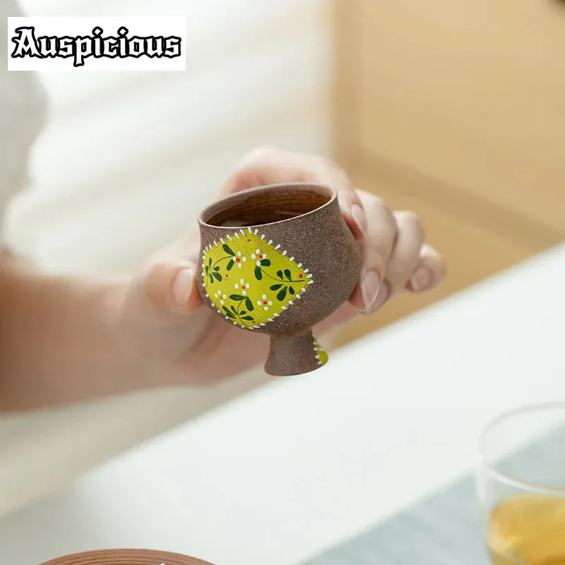 

2pc/set Pure Hand-painted Old Rock Mud Teacup Boutique High Waist Sample Tea Cup Master Fragrance Cup Cafes Collection 65ml