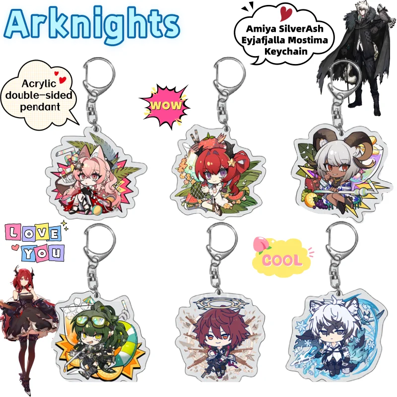 

Новый Arknights Amiya SilverAsh Eyjafjalla Mostima игровой периферийный акриловый брелок с героями мультфильмов креативный двусторонний кулон подарок