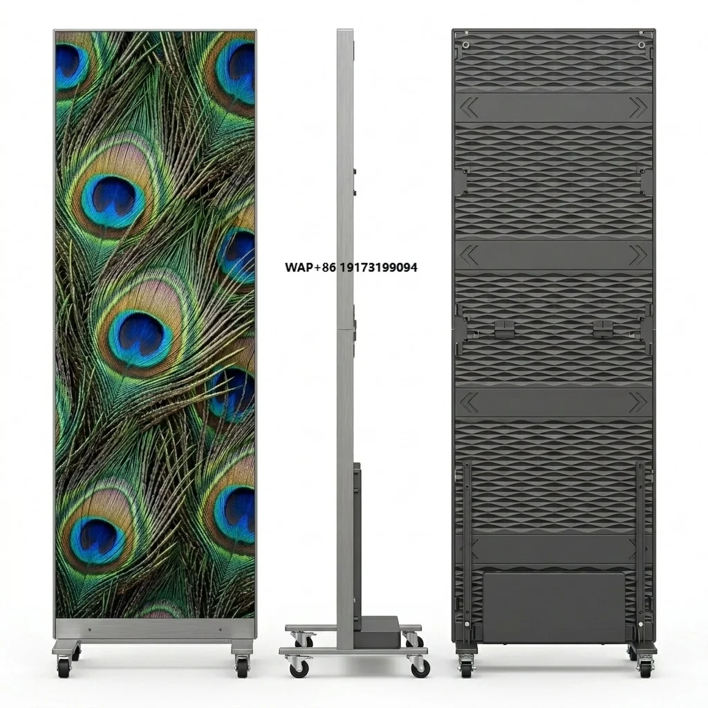 Foldable P1.86 LED Mobile Poster Screen Ultra-thin Bezel-less Design High Brightness LED Display Board for Mall Advertising
