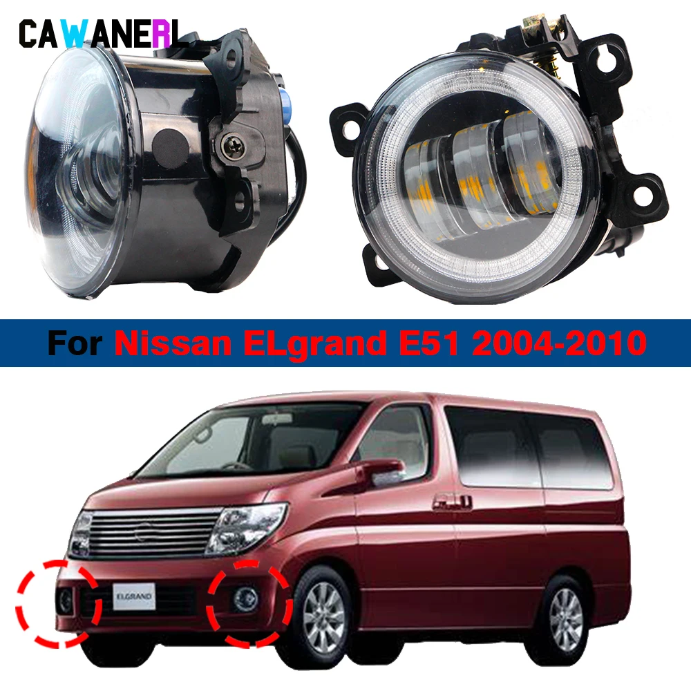 2 X Car Front Bumper LED Fog Light Angel Eye DRL Daylight 30W 6000LM For Nissan Elgrand E51 2004 2005 2006 2007 2008 2009 2010