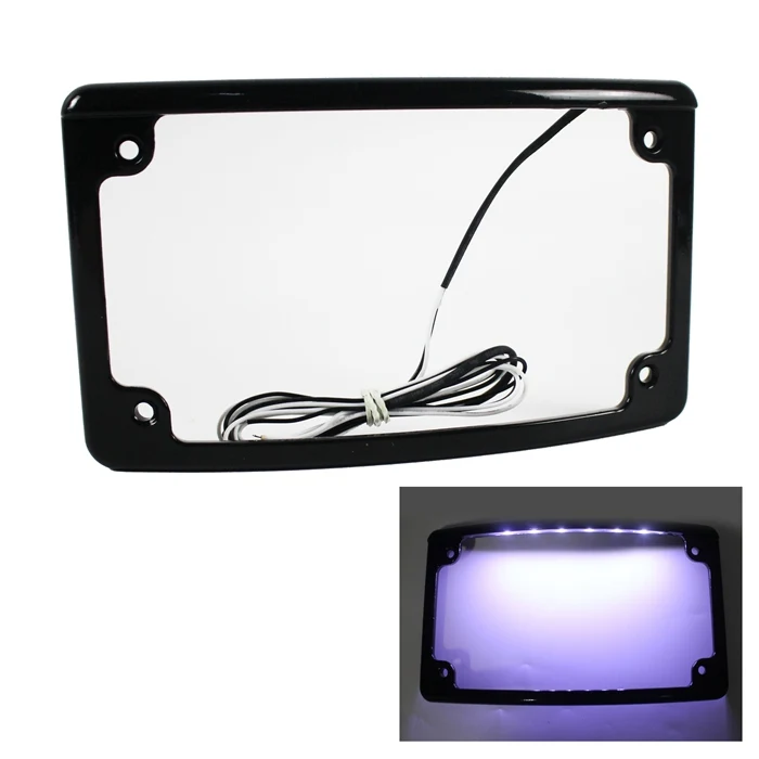 

Motorcycle LED Lighting Systems Black Aluminum Curved European Motorcycle License Plate Frame