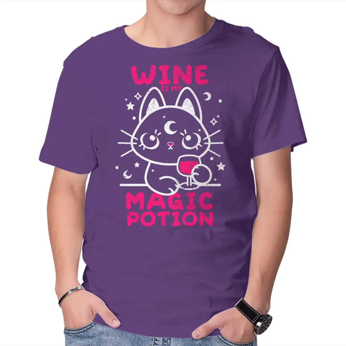 Wine Is My Magic Potion Anime Graphic T-shirts for Men Clothing Women Short Sleeve Tees New Arrivals Unisex Summer