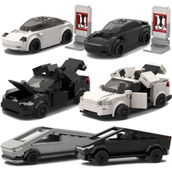 Moc technische Teslaed Modell Racer Auto Bausteine Stadt Fahrzeug Ziegel Geschwindigkeit Champions Rennen F1 Super Race Weihnachts spielzeug