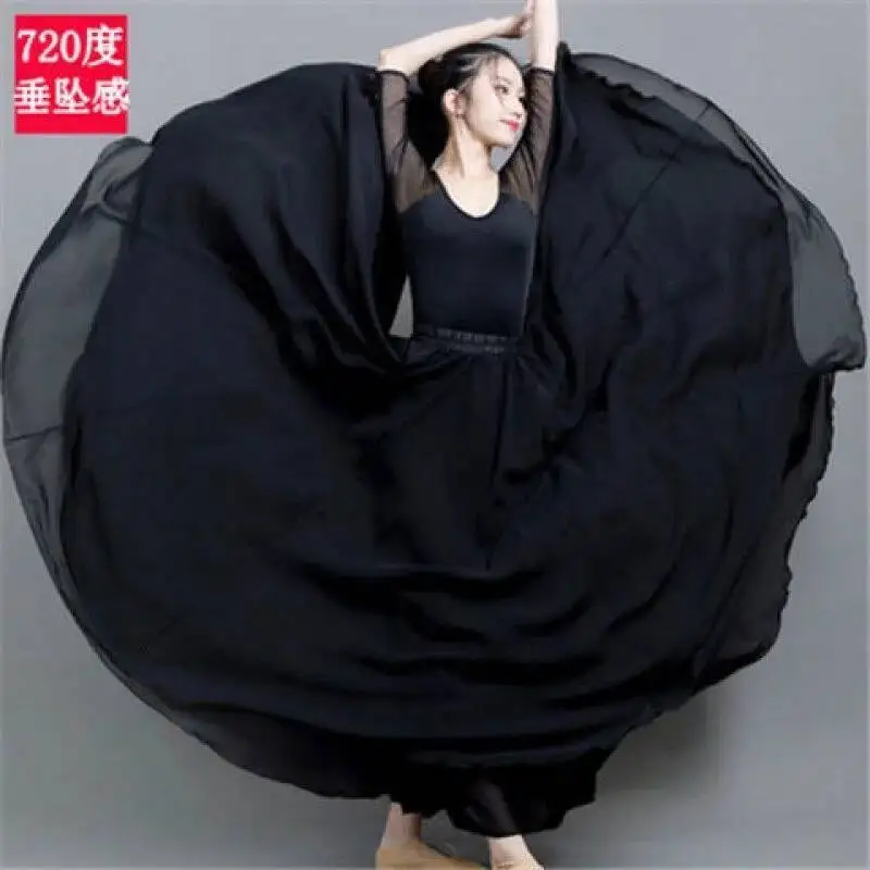 Cos 720 graden grote schommel dubbellaags chiffon vakantie strand rok dansjurk klassieke dansvoorstelling jurk Xinjiang - afbeelding 1