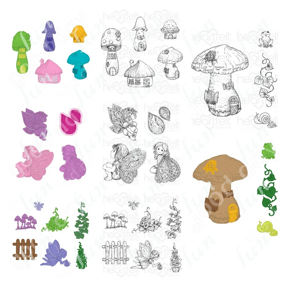 clear stamps and dies 2022 new arrival Mushroom Cottage Accents Fairies die cuts stamp sheet handmade card album scrapbooking