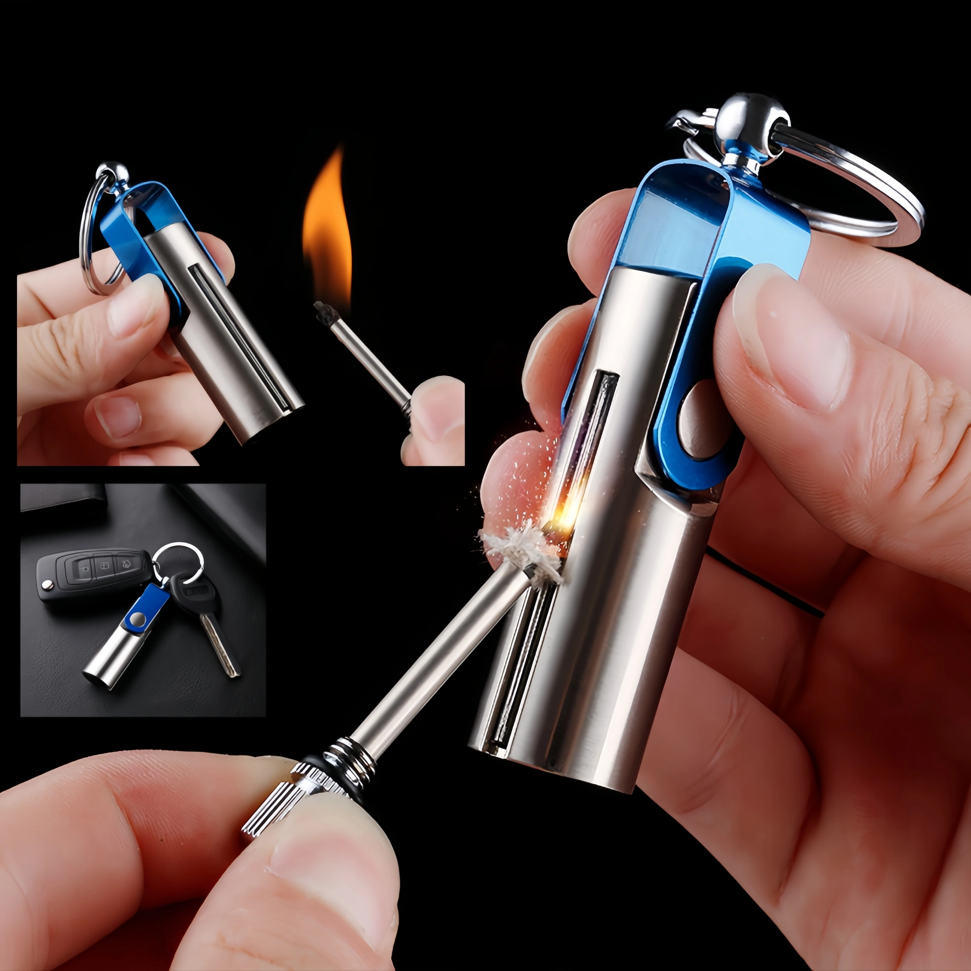 

10000 Matches Keychain Lighter Portable Outdoor Torch Creative Smoking Accessories Cool Gift for Men，Cigarette accessories tool