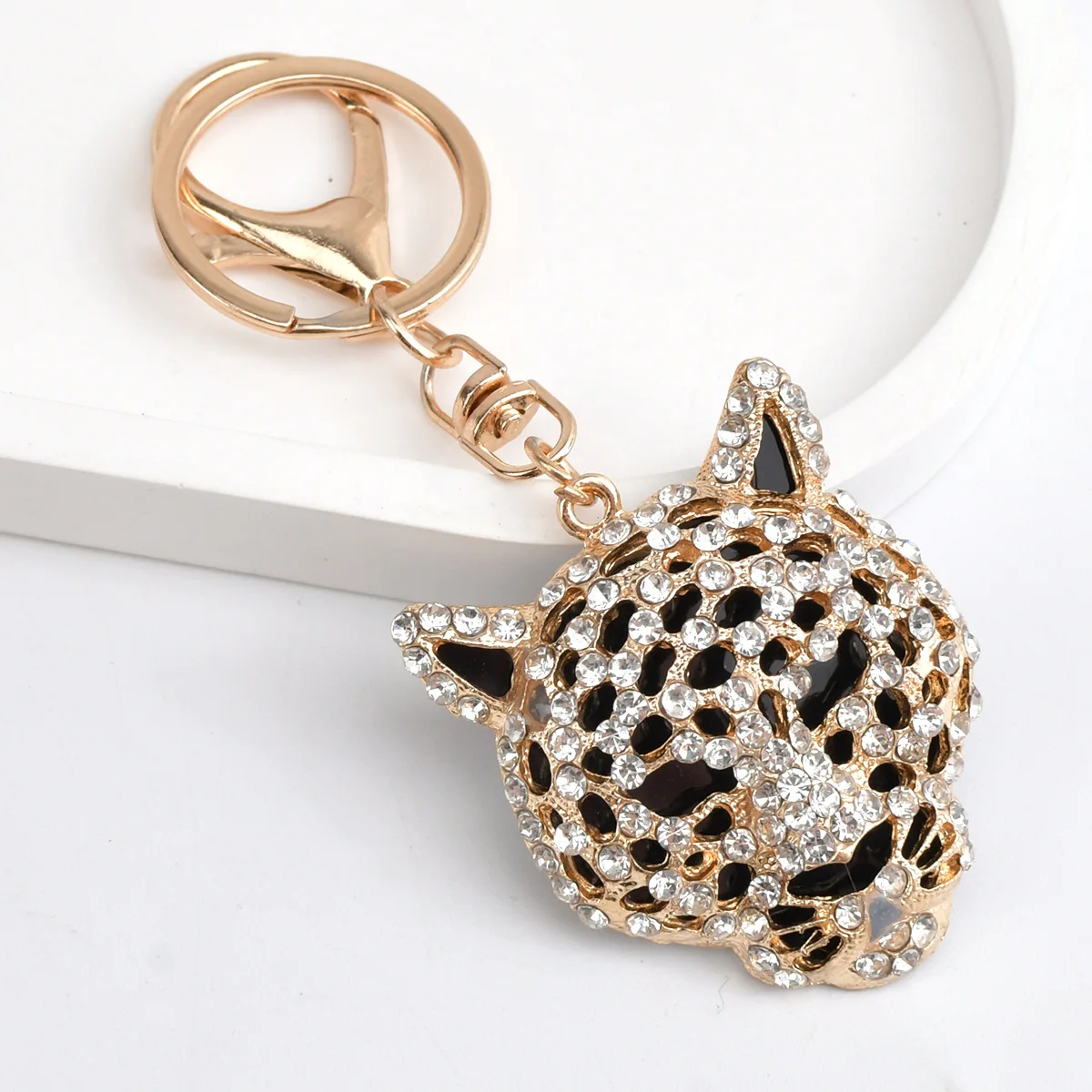 Lot de 3 pendentifs tigre en strass de dessin animé, porte-clés mignons, breloques de sac, accessoires créatifs, cadeau original
