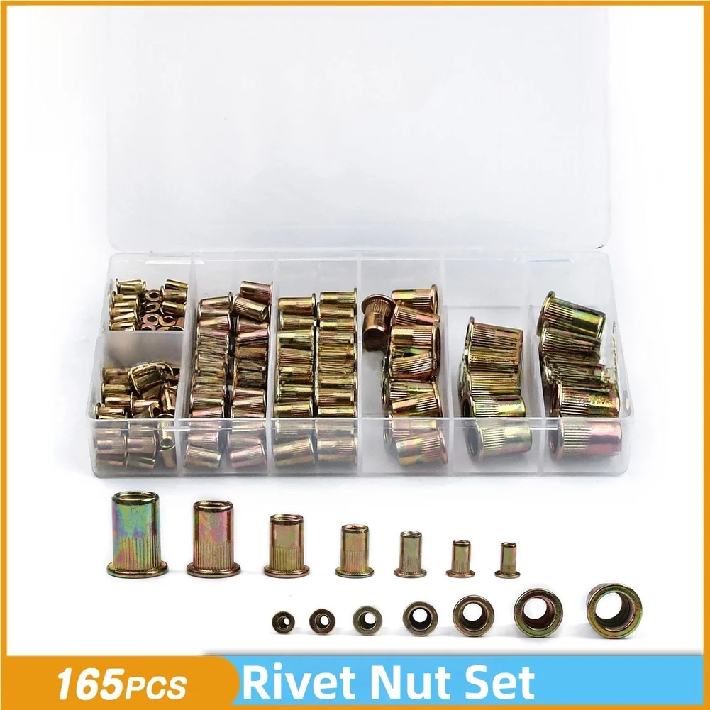 165pc Carbon Steel Rivet Nuts with Zinc Coating for M3 M5 for m6 M8 for m10 and For 12MM Thread Requirements in Production Line