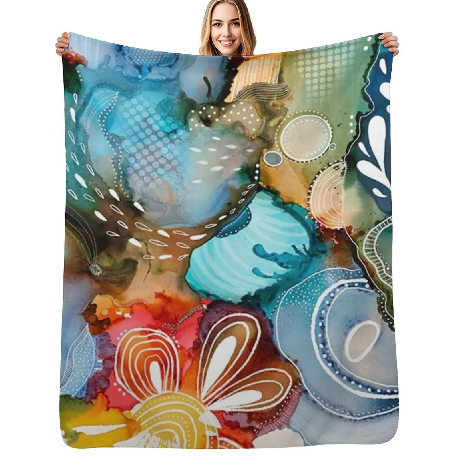 

Colorful floral abstract Throw Blanket blankets and throws Sofa Throw Fashion Sofas Blankets
