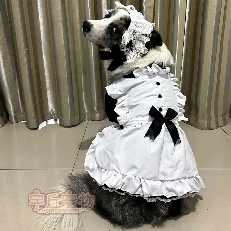 Border Collie Dog Clothes Large Dog Wedding Dress Maid Costume for Alaskan Malamute Giant Poodle Dog Jacket  Chihuahua Clothes - view 2