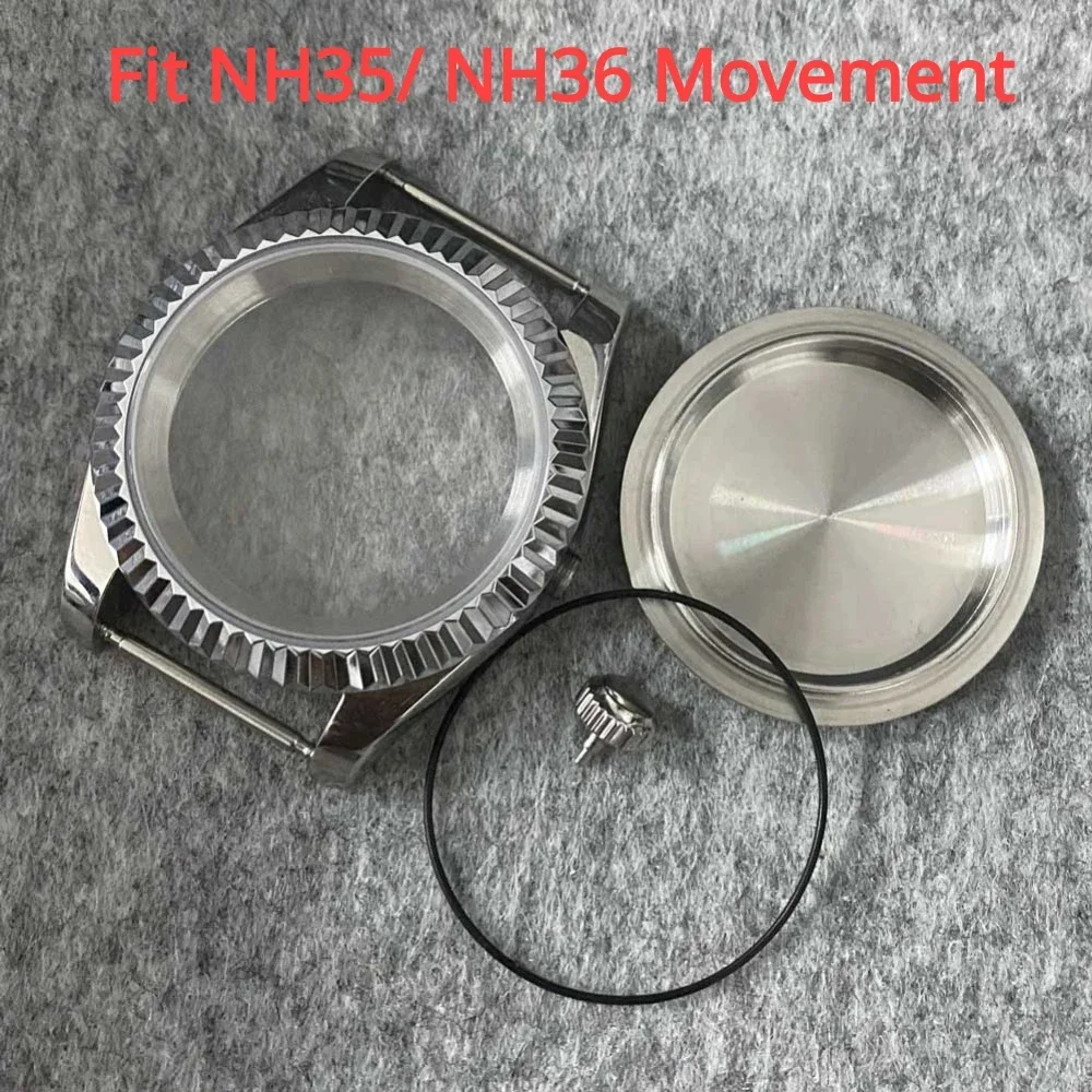 39 مللي متر ساعة حافظة والعتاد خواتم الفولاذ المقاوم للصدأ ساعة مناسبة لحركة NH35/36 مع الياقوت الزجاج ساعة رجالي اكسسوارات