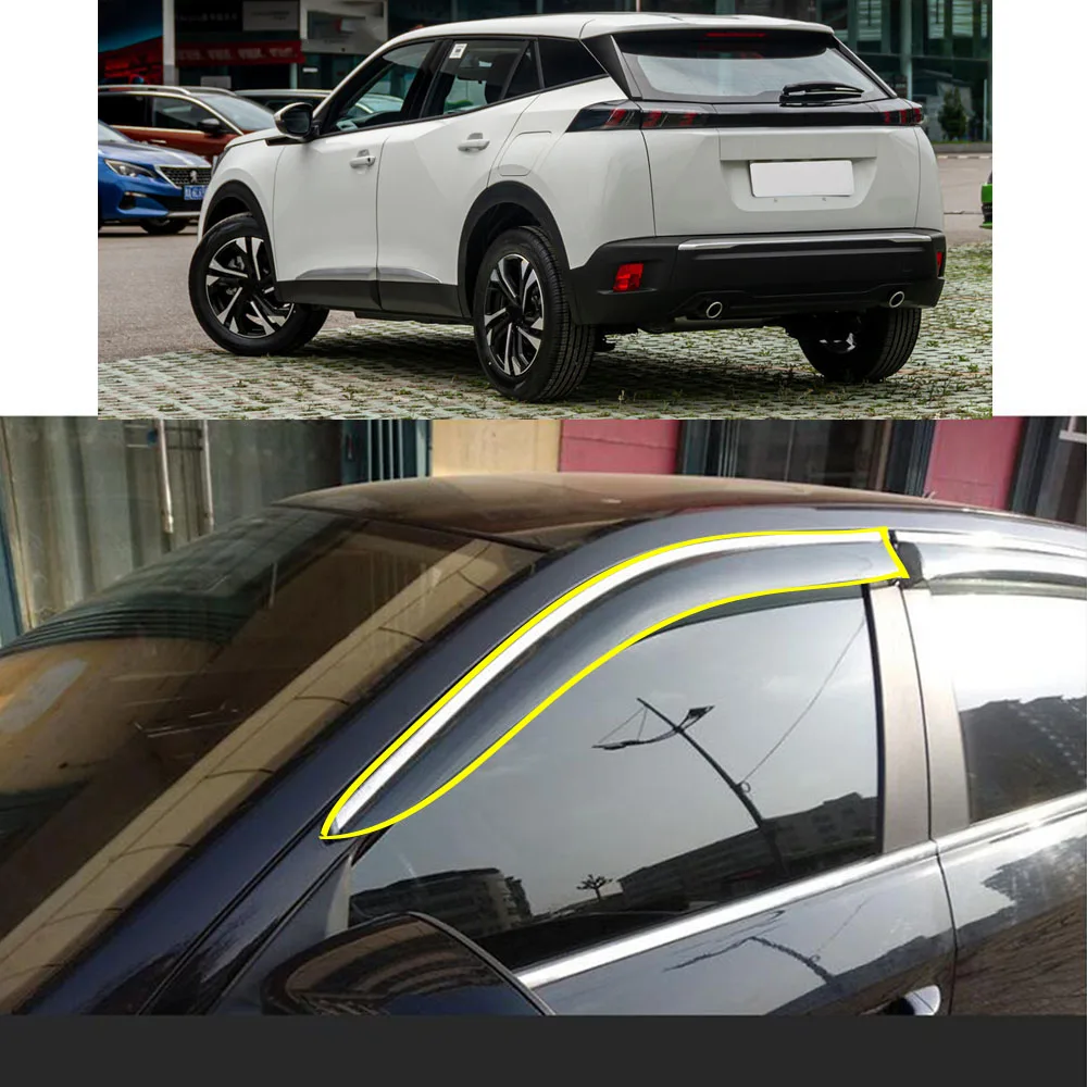 

Car Body Styling Sticker Plastic Window Glass Wind Visor Rain/Sun Guard Vent Parts For Peugeot 2008 2020 2021 2022