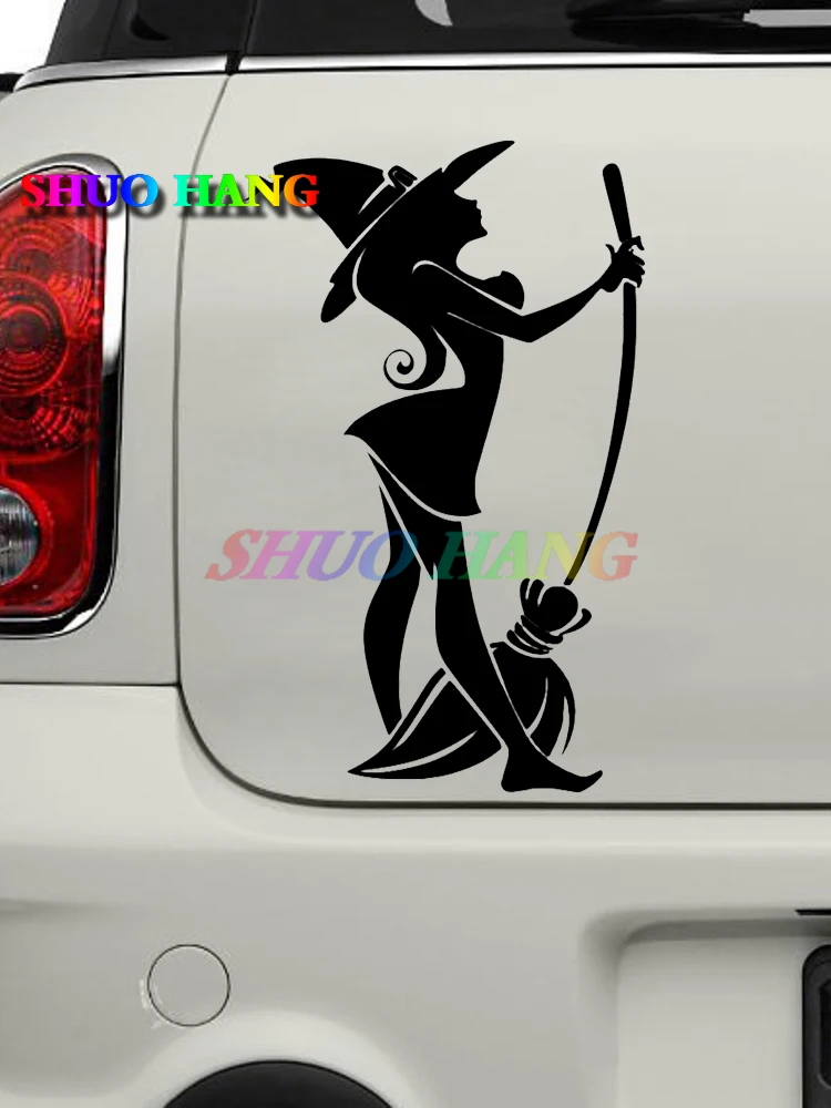 Creative Decals Beautiful Wicked Witch Broomstick Car Stickers Vinyl Auto Parts Window Trunk Motorcycle Fashion Decals PVC