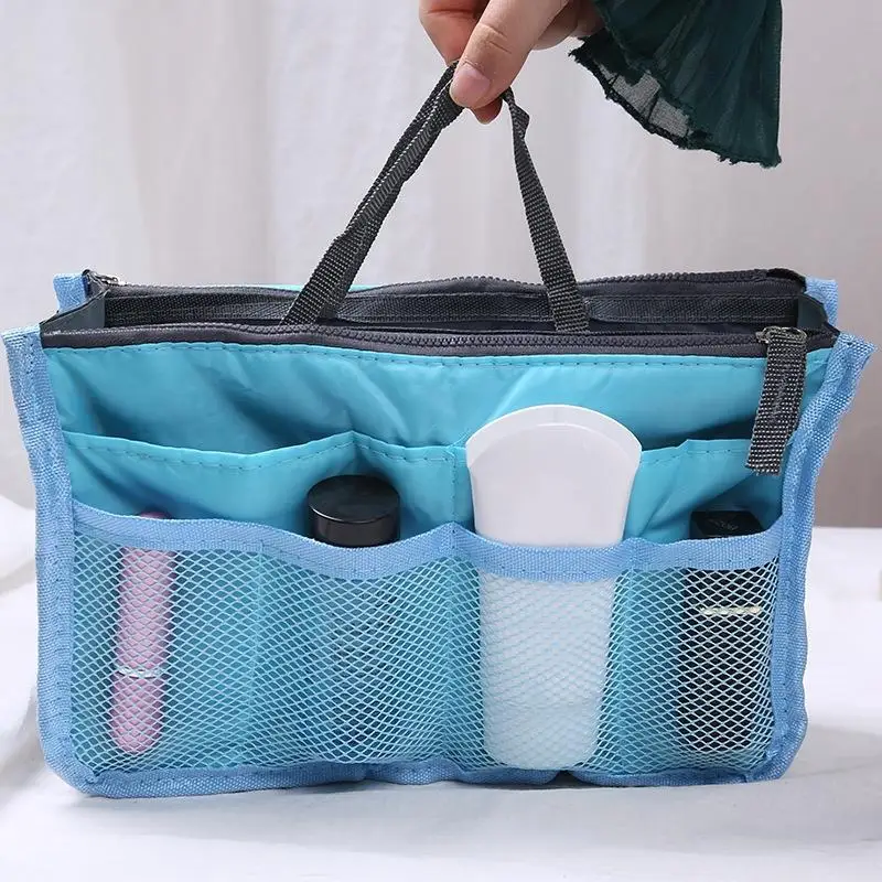 Nylon Cosmetic Bags For Women Tote Insert Double Zipper Makeup Bag Toiletries Storage Bag Girl Outdoors Travel Make Up Organizer