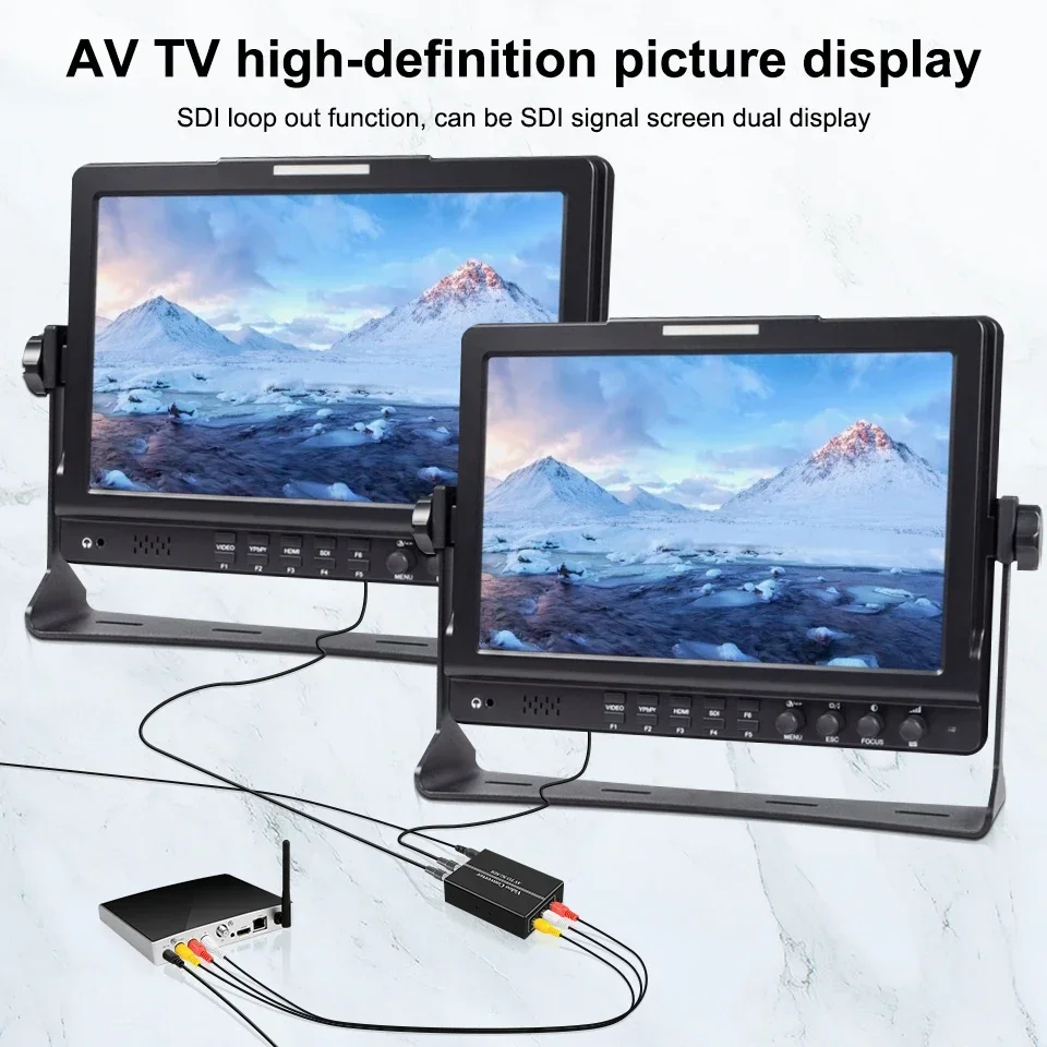 Broadcast AV to HD 3G SDI Converter SD-SDI HD-SDI 3G-SDI to Composite RCA Video L/R Analog Audio Converter for Computer Monitors