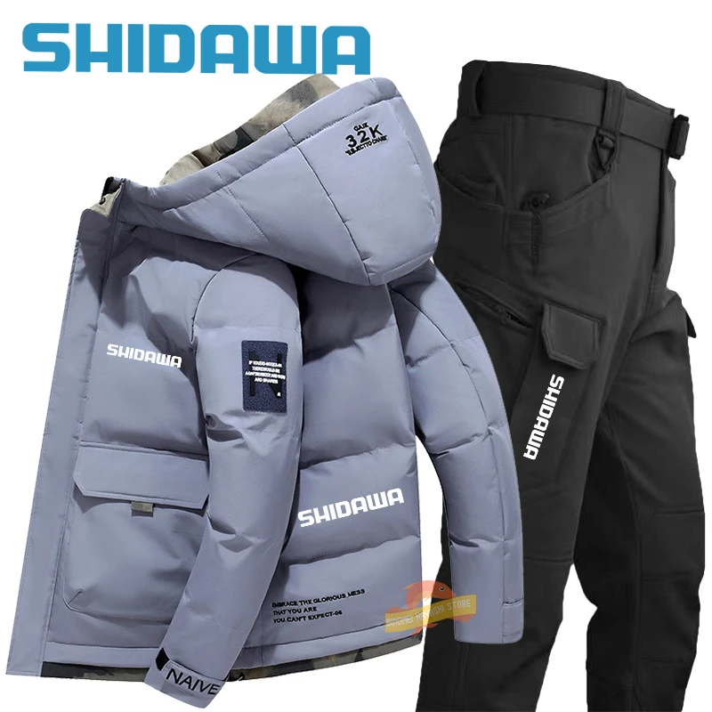 Imagem -02 - Fato de Pesca de Inverno Masculino Windproof Jaqueta de Escalada de Montanha Impermeável Calça Quente Conjunto de Peças Novo