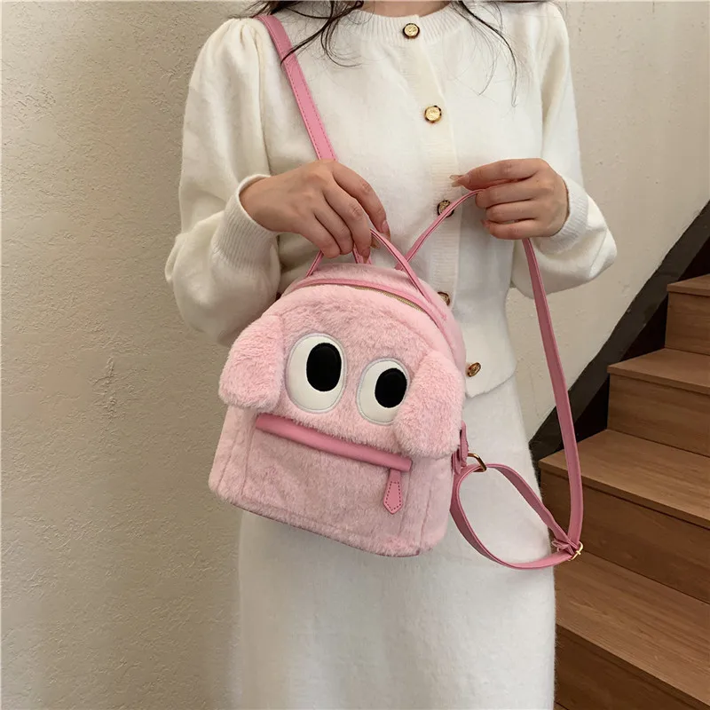 Cute Plush Big Eyes Mochila para meninas, personalizado, personalizado, Baby Candy Color Mini Mochila, presente para namoradas