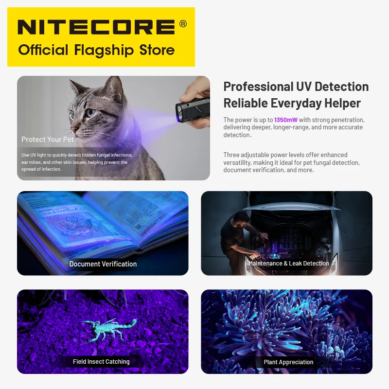 NITECORE EDC17 EDC ضوء فلاش 1350 ميجا واط ضوء الأشعة فوق البنفسجية الليزر الأخضر فئة 1 1500 التجويف USB-C ضوء الشعلة القابلة لإعادة الشحن مع بطارية ليثيوم أيون