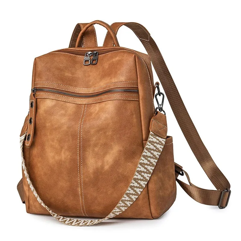 

Women High Quality Leather Backpacks Vintage Female Shoulder Bag Sac a Dos Travel Ladies Bagpack Mochilas School Bags For Girls