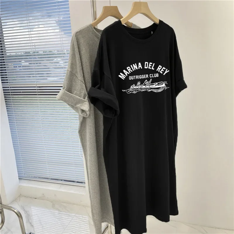 Summer Plus Loose Printed Short Sleeve Dress for Women image 4