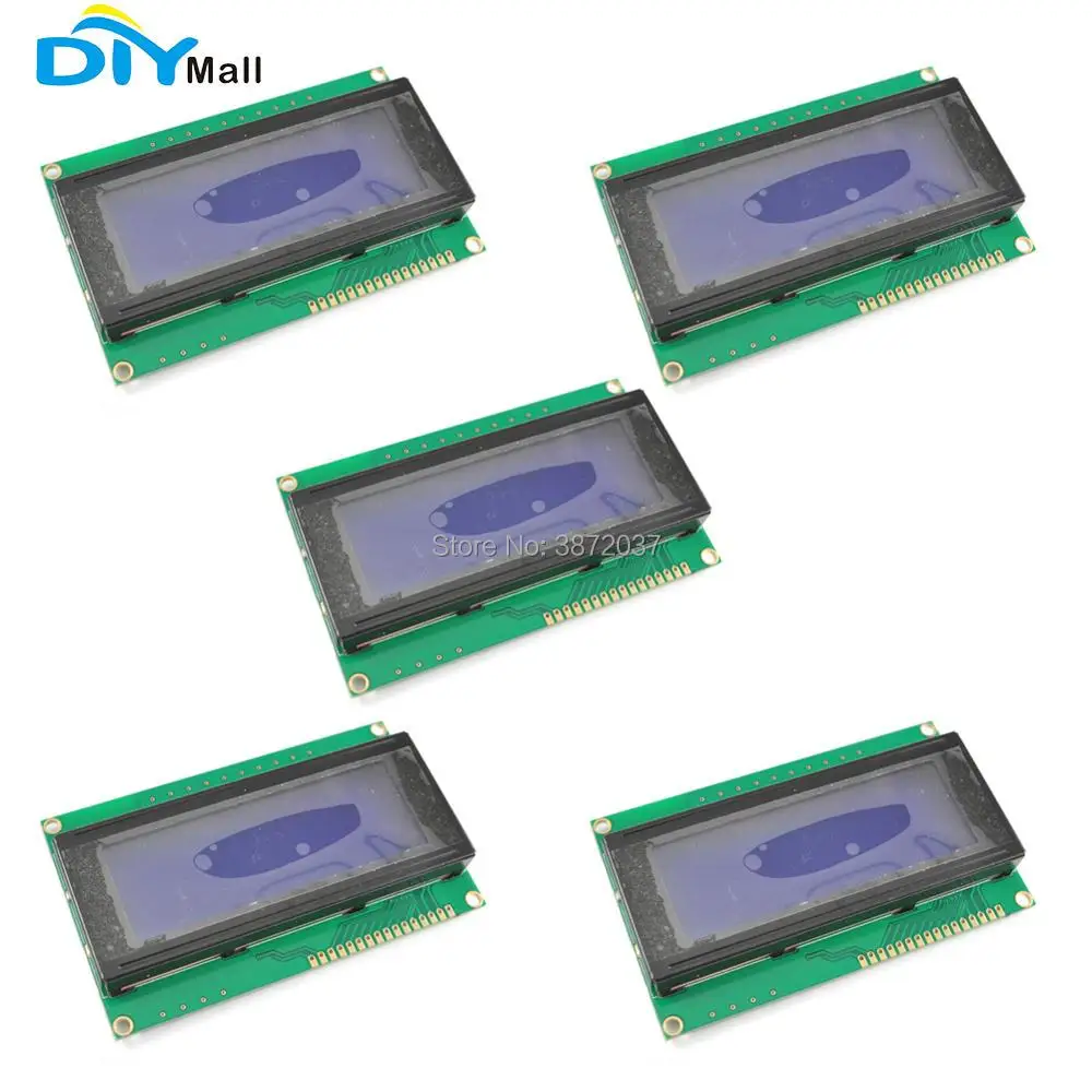 DIYmall 5pcs Blue Backlight 20x4 Character LCD Display Module 2004A 5V for Arduino