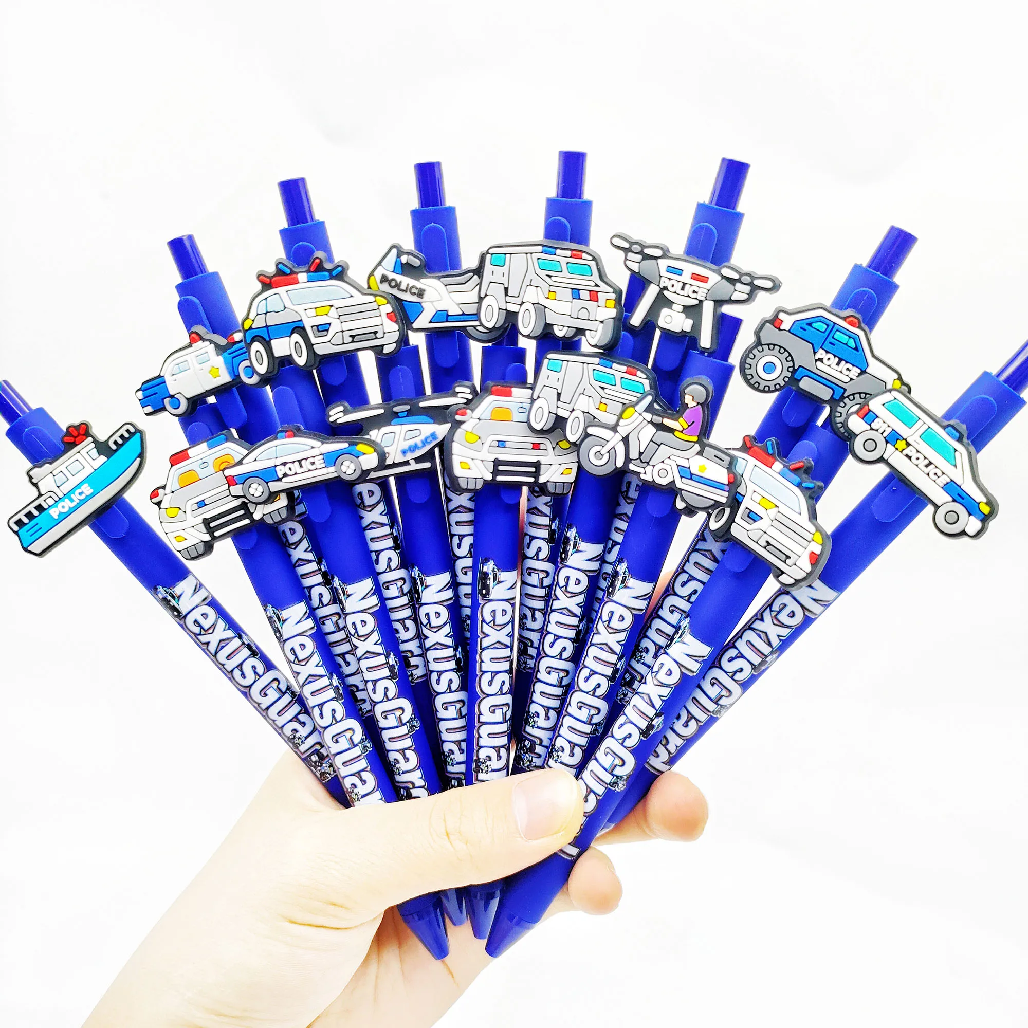 

20pcs/30pcs creative police car themed printed ballpoint pens are suitable for students, colleagues, and friends.