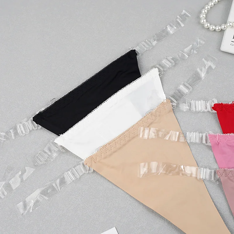 طقم مكون من 6 قطع ملابس داخلية نسائية مثيرة عالية المرونة بدون خياطة من الحرير الجليدي ومضادة للالتقاط سراويل مثلثة قابلة للتنفس طراز متعدد الاستخدامات