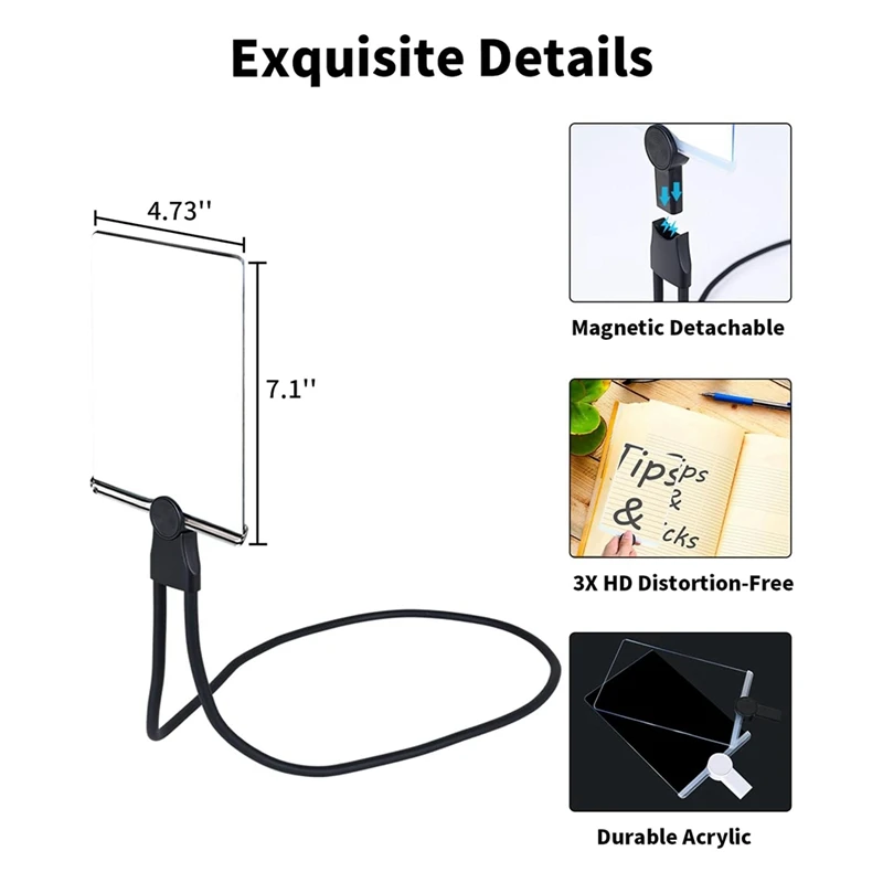 Hands Free Magnifying Glass for Reading, 5X Reading Page Magnifier for Books Sewing Repair for Low Vision Elderly-A51M