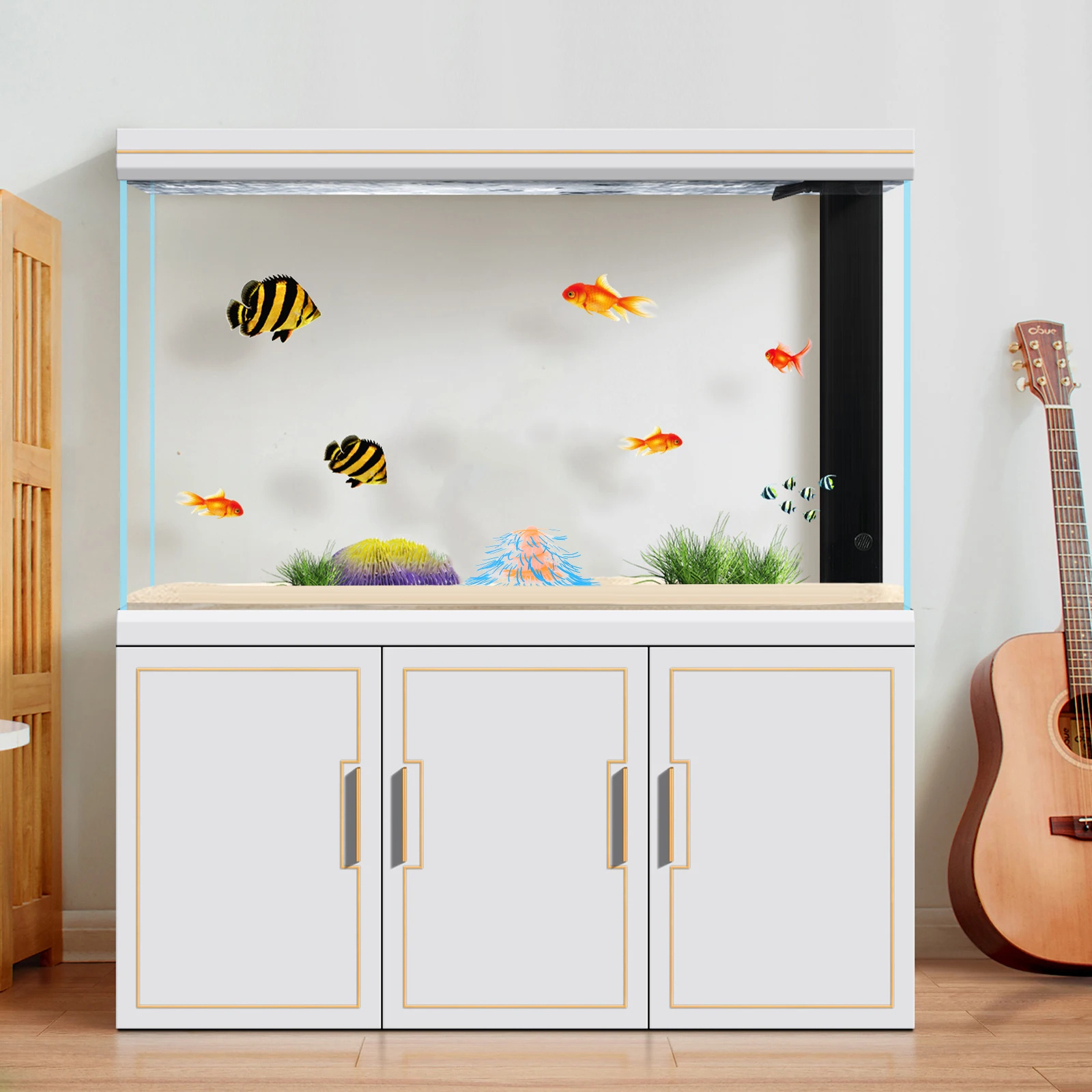 

Glowing Aquarium Ornament Vivid Realistic Decor Simulation Coral Reef Fish Tank Glow Decorations Plants Soft for Decorative