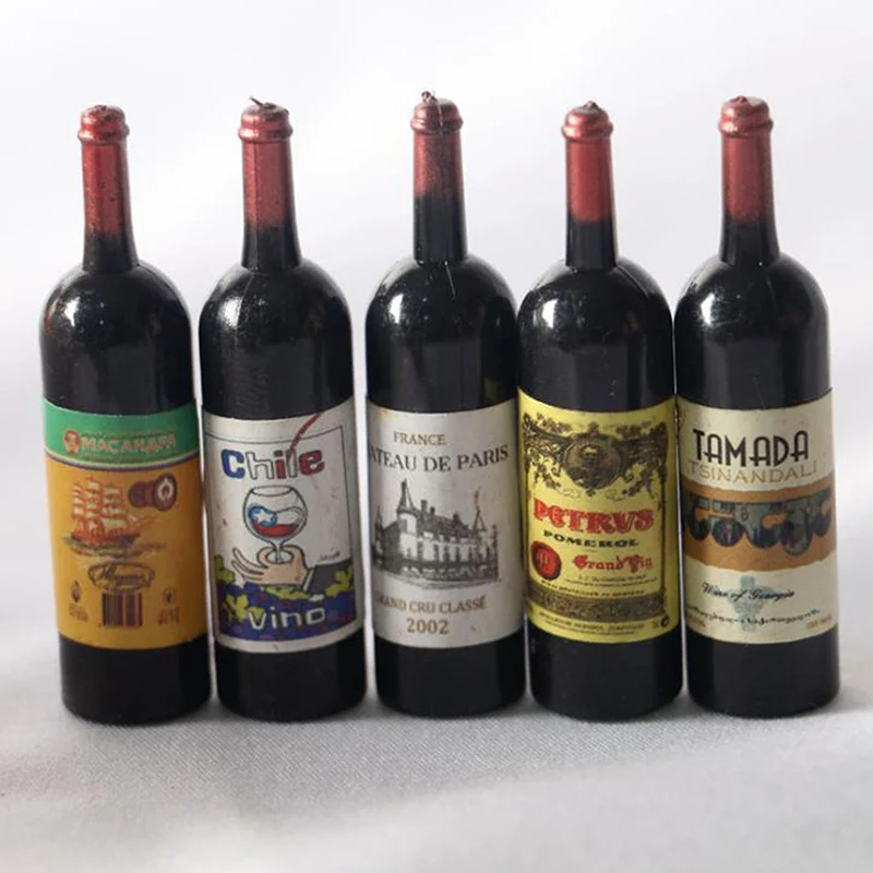 

5Pcs 1/12 Dollhouse Miniature Wine Bottle Simulation Accessories For Decoration