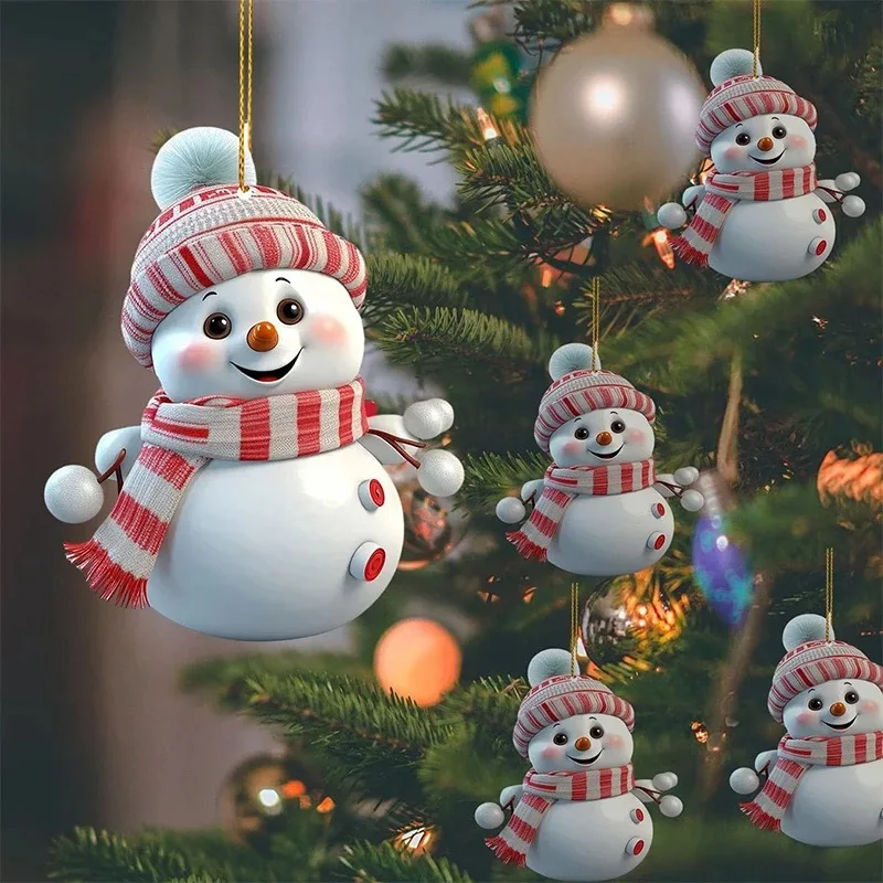 8cm Christmas Snowman Acrylic Snowman Pendant Home Room Decoration Outdoor Christmas Tree Decor New Year Atmosphere Gift Winter