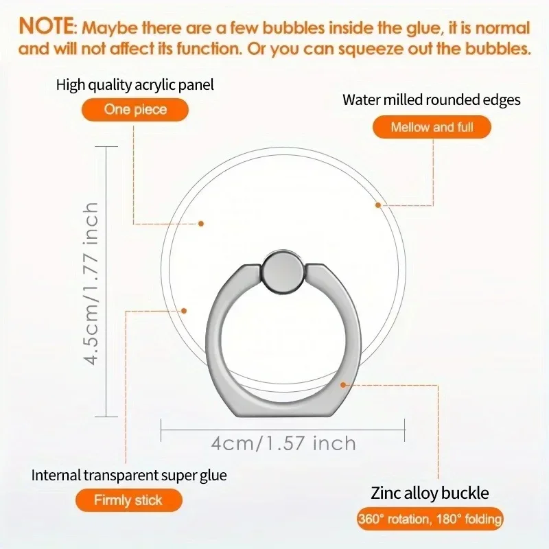 Transparent Cute Animal Round Phone Stand Foldable 360 Rotating Mobile Phone Ring Holder Smart Phone Accessories - náhled 2