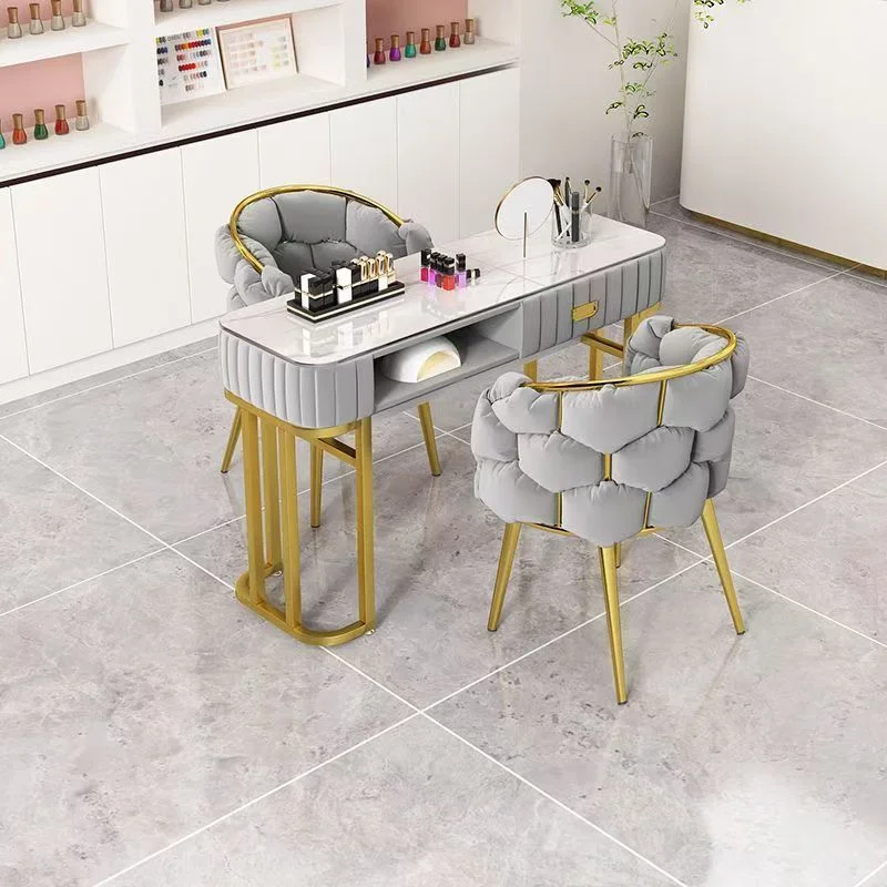 

##New Nail Table Marble Two-layer Nail Shop Table Chair Set Light Luxury Single and Double Nail Table Factory